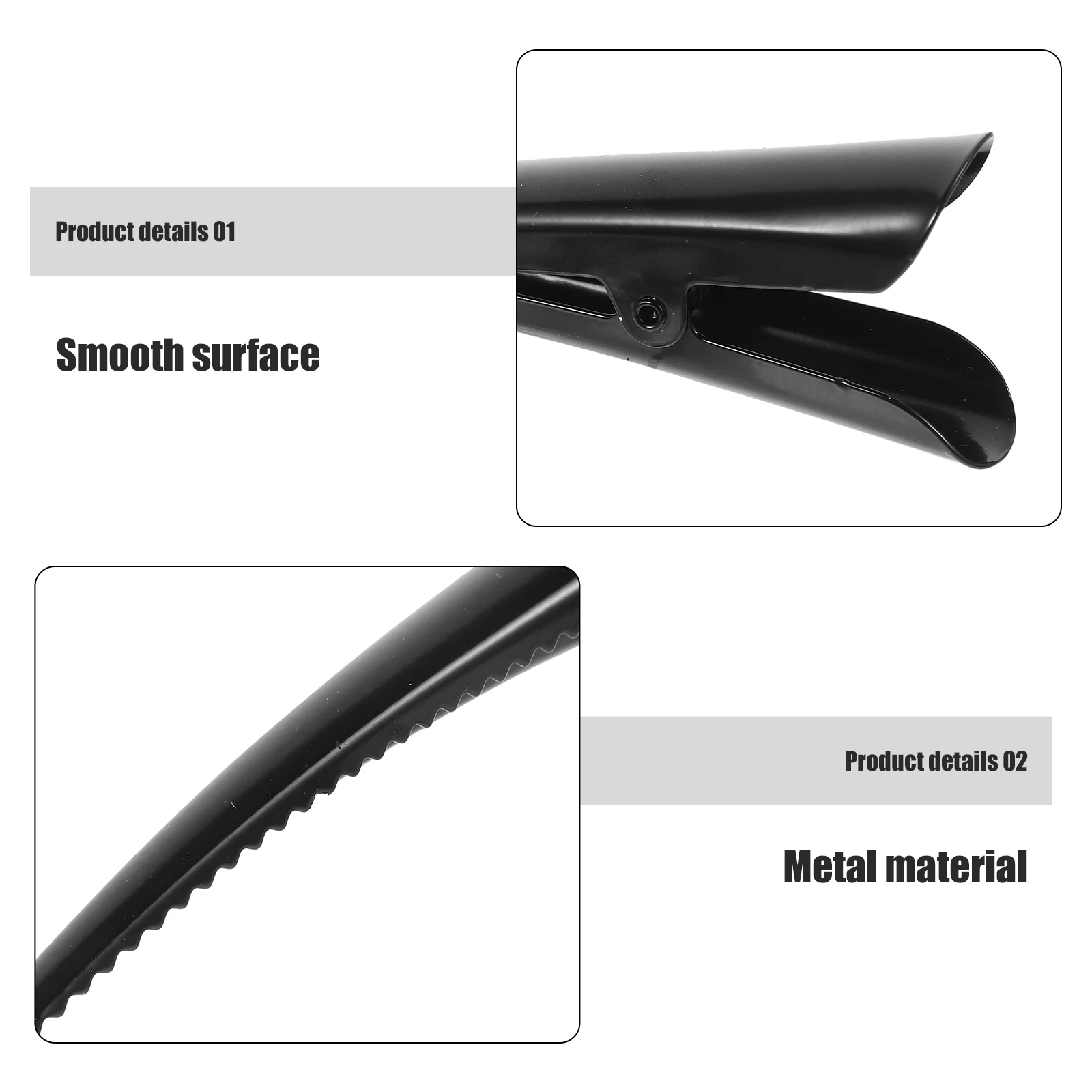 

3Pcs Duckbill Hair Clamps Metal Clips for Holding Curls Long Hair Secure Styling Black Comfortable No Damage Design