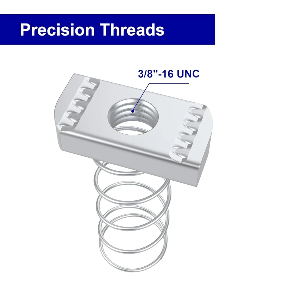 3/8inch-16 Strut Channel Nuts, Spring Strut Channel Cone Nuts for Strut Channel, Easy to Locate Mounts Solar Panel