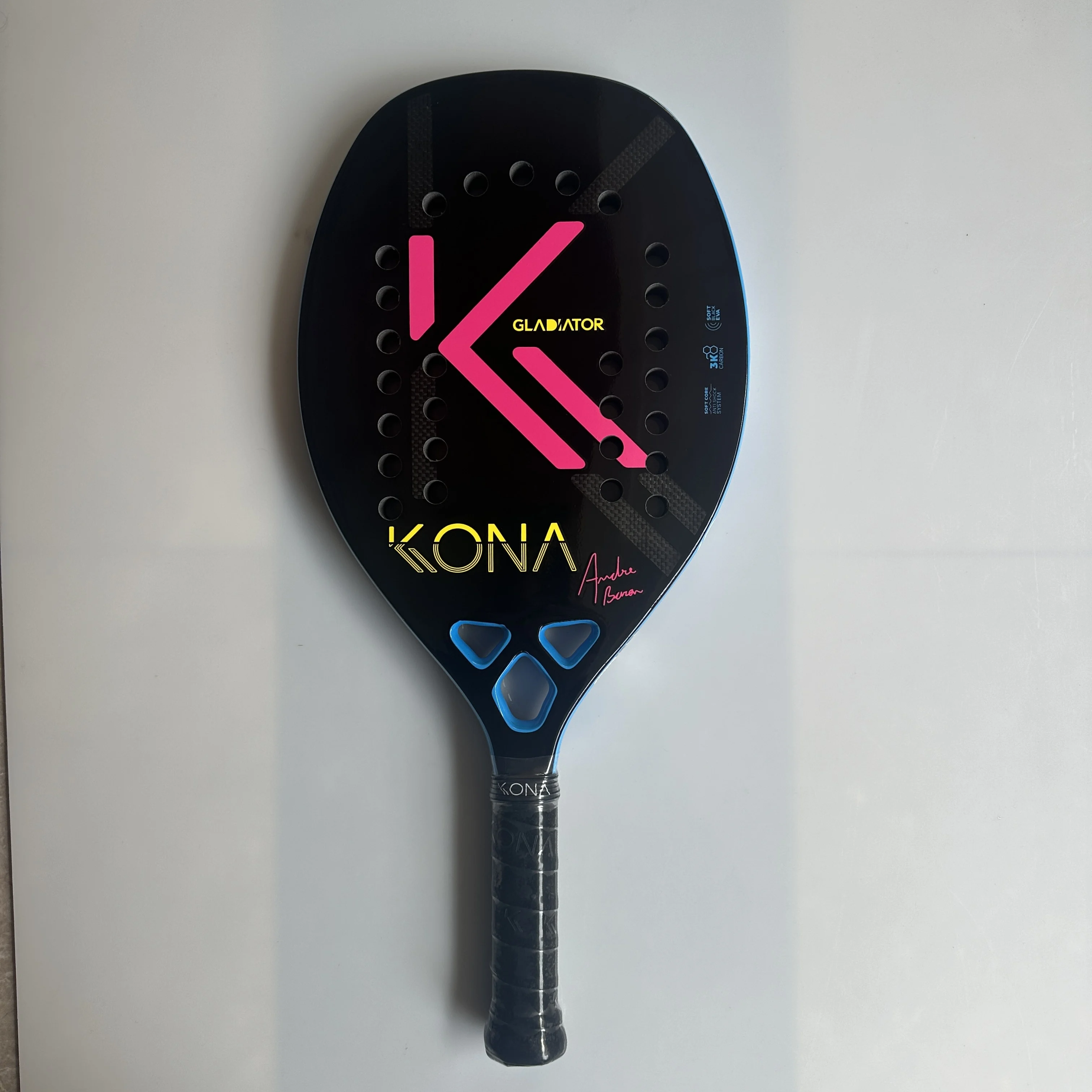 Beach Tennis Racket Kona Full Carbon Fiber Rough Surface Interlayer EVA Foam Opening or Hole in A Utensil Outdoor Sports Racquet