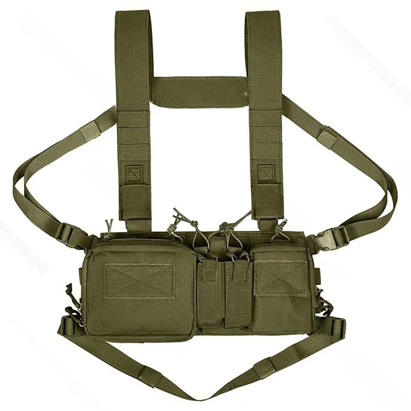 Chaleco táctico de pecho, bolsa de aparejo de entrenamiento de campo, Molle, multifuncional, correa de camuflaje, multibolsillo, Camping al aire libre, bolsa de partido Cs