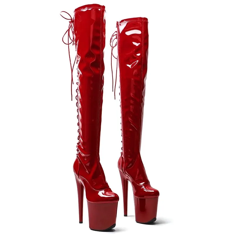 New 20CM/8inches Patent Upper Sexy Exotic Young Trend Fashion Boots High Heel Platform Pole Dance Shoes