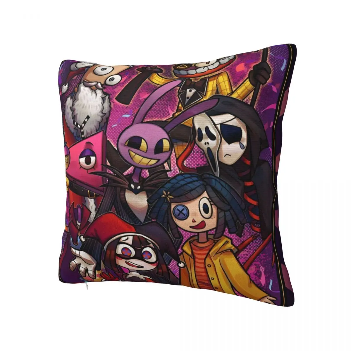 Printed The A-Amazing D-Digital C-Circus Cartoon Pillowcase Fabric Cushion Cover Pomni Jax Anime Pillow Case Cover Home 45X45cm