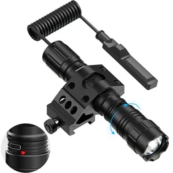 MDGRWY 1500 Lumen LED Tactical Flashlight Rechargeable 4 Modes Weapon Light Picatinny Rail Flashlight Included Pressure Switch