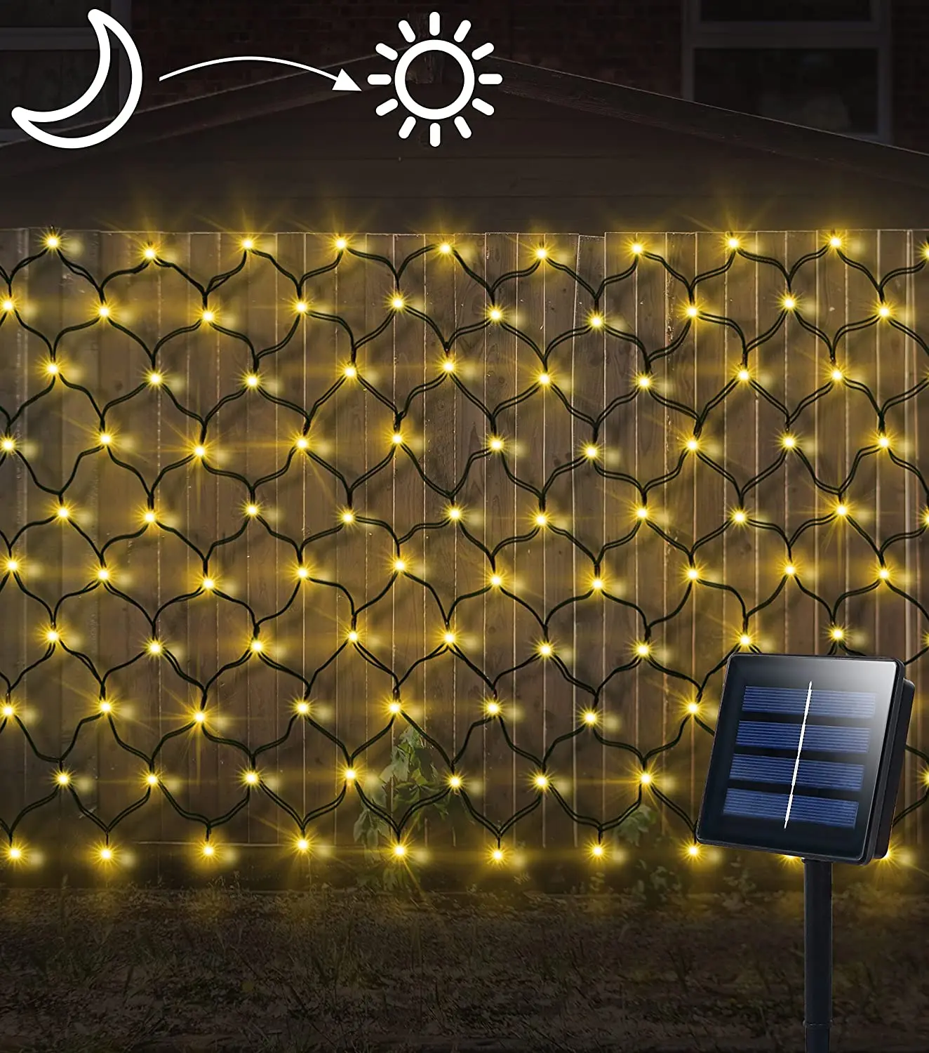 Jardim solar net luzes de fadas ao ar livre à prova dgarland água guirlanda 3m x 2m 192leds para festa de casamento parede telhado decoração natal