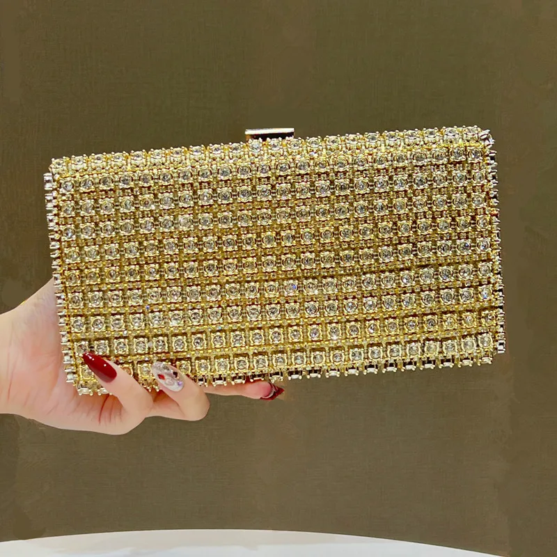 2026 Luxury Fashion Full Rhinestone Women's Dinner Bag Brand High End Party Evening Clutch Purse and Handbag Bride Crossbody Bag