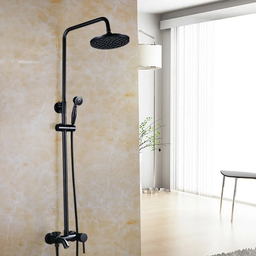 Stainless Steel Black Shower Sliding Bar Wall Mounted Shower Bar Adjustable Sliding Rail Set Spray Shower Head