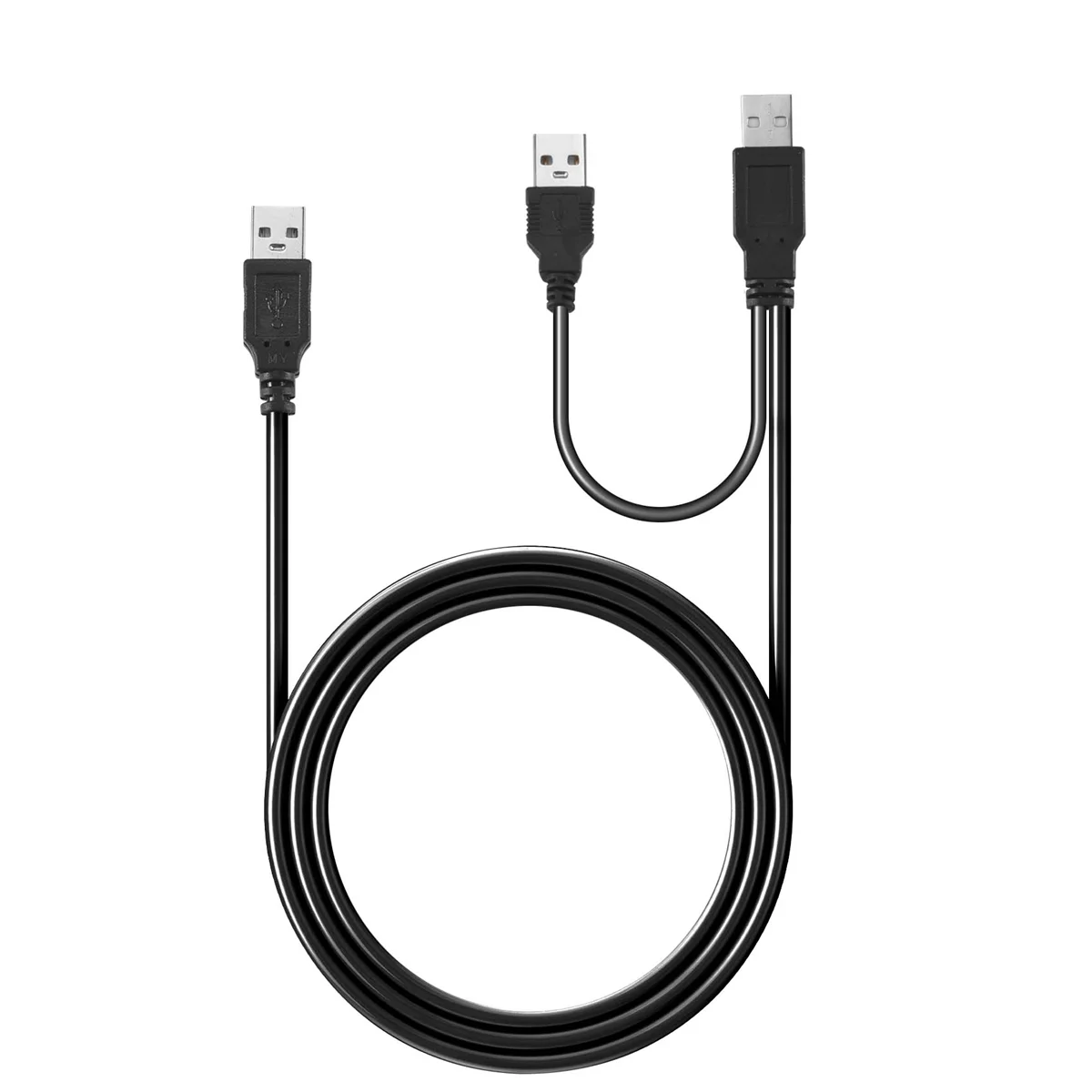 USB 2.0 Type A Male to Dual USB A Male Y Splitter Cable Cord Black