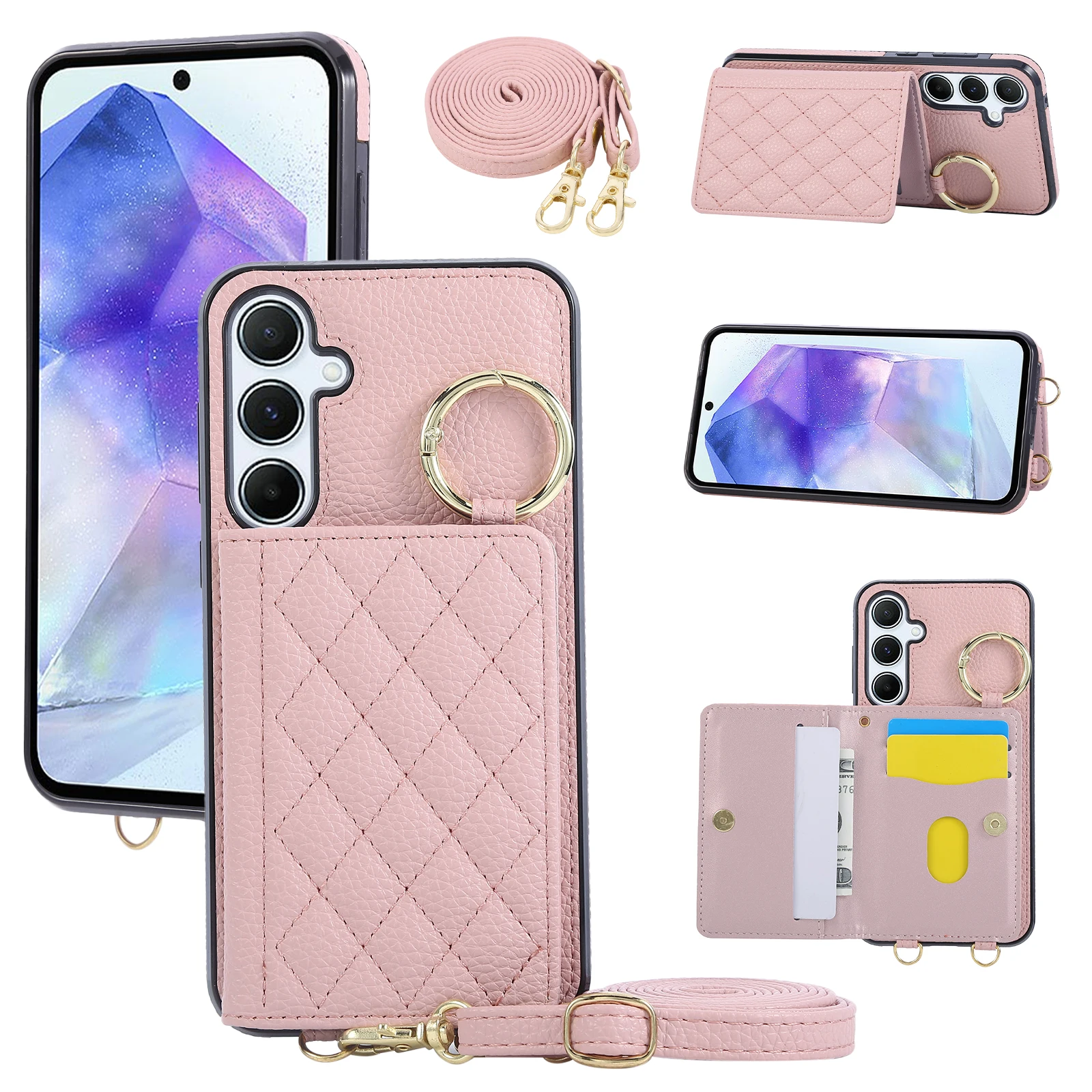 

Wallet Phone Case for Samsung Galaxy S25 Edge UltraS24 S23 FE S22 Plus S21 S20 A56 A36 A25 A16 A06 A55 A54 A53 Crossbody Cover