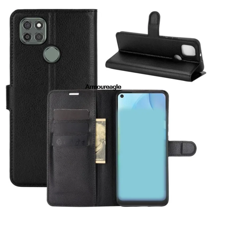 case guard on for motorola moto g9 power (6.8in) cover wallet card book style flip leather protect black xt2091 xt 2091 g9power