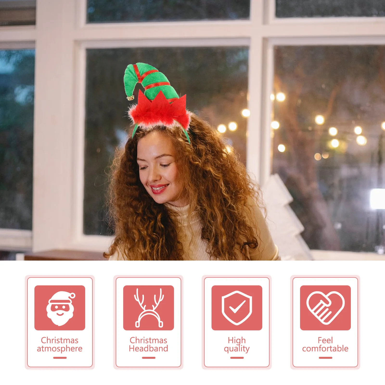 

2Pcs Xmas Party Hairbands Christmas Hat Hair Hoops Creative Headwear Festival Costume Headdress Prop Christmas Hairbands