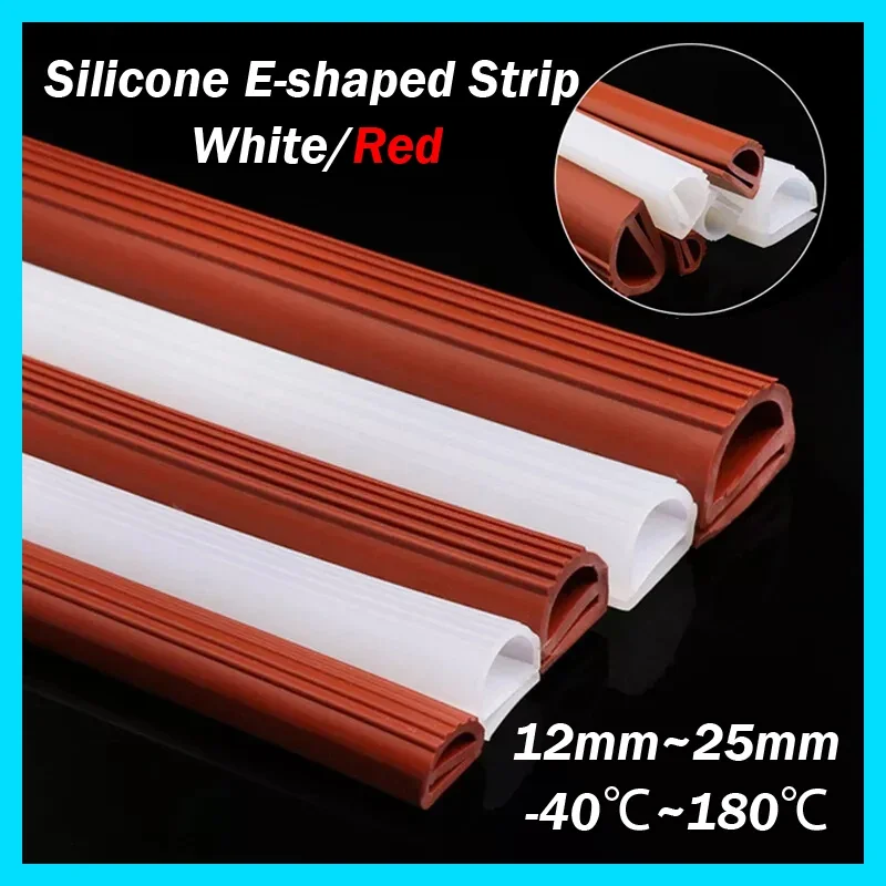 1Meter 12mm to 25mm E-Shape Silicone Rubber Sealing Strip Window Oven Door Seal Gasket Strips