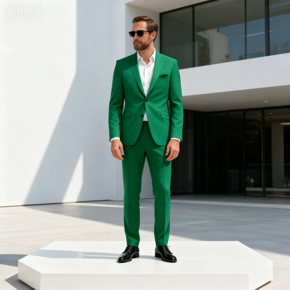 

Men's Fuchsia Tuxedo 2-Piece Two-Button Formal Suit Business Unique Single Breasted Notched Lapel Men's Clothing