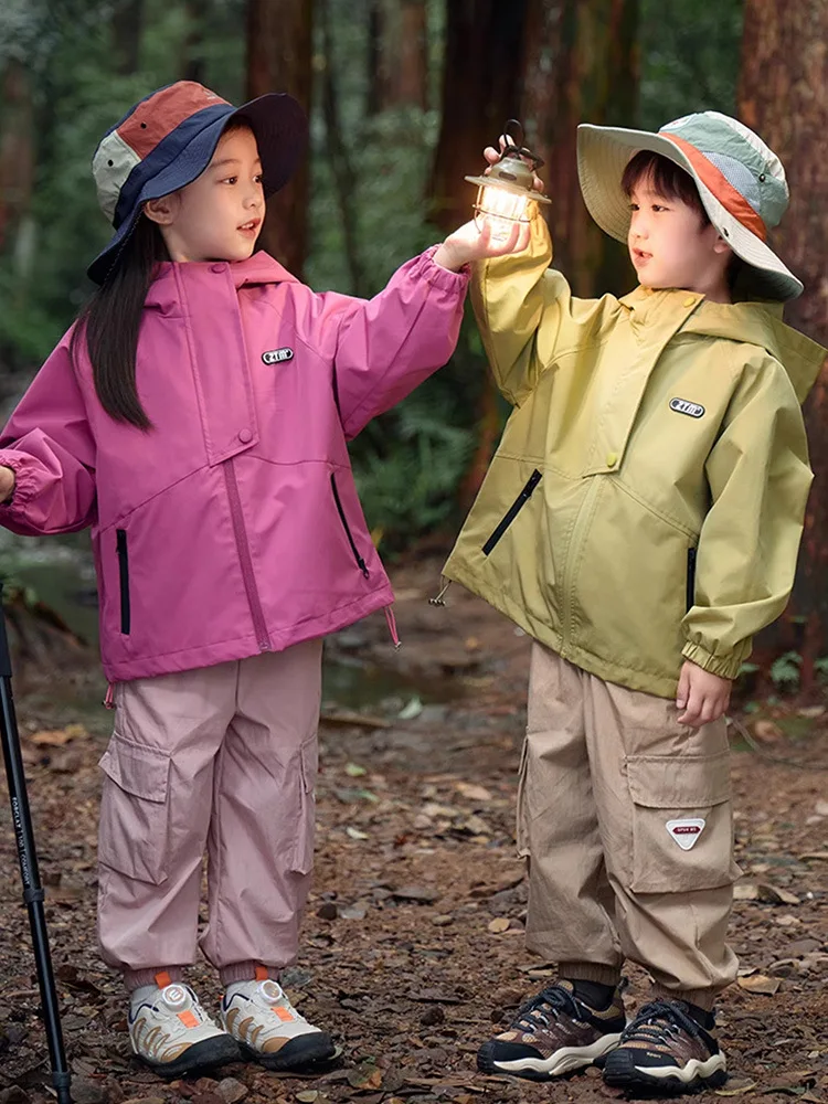 Unisex Wanderjacke Wasserdicht Herbst Kinder Windbreaker Outdoor Kapuzenjacken Mädchen Jacke Jungen Angeln Camping Klettern Oberbekleidung – Detail 3