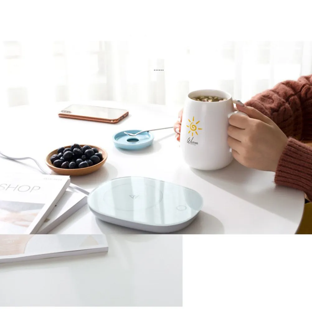 55 Degree Constant Temperature Heating Coaster USB Electric Heating Coaster Milk Warmer Tempered Glass Pressure Sensitive Switch