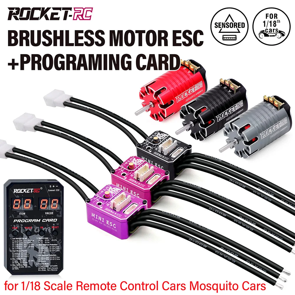 ROCKET-RC 3500KV-6800KV Motor 30A ESC Brushless Combo Set for 1/18 RC Car