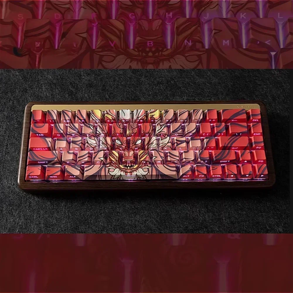 Red Dragon Side Engraved 130 Keys Cherry Keycap Set PBT Personalized Small Complete Set for 60/84/98/108 Mechanical Keyboards