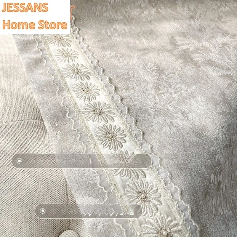 

French Style Fashion High-end Luxury Romantic Jacquard Chenille Lace Blackout Curtain Bedroom Door Screen Shutter Home Decor