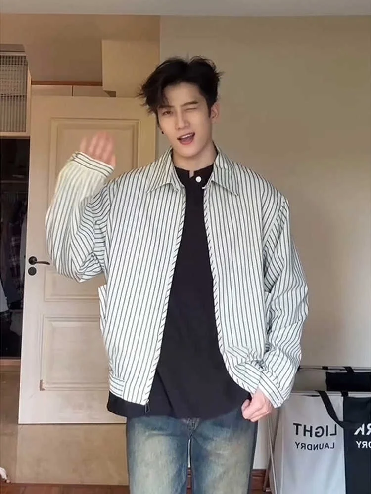 

Korean Sle Boys Spring Stripe Baseball Jaet Trendy Brand Haome Streetwear Detroit Jaet Cleanfit Baseball orm