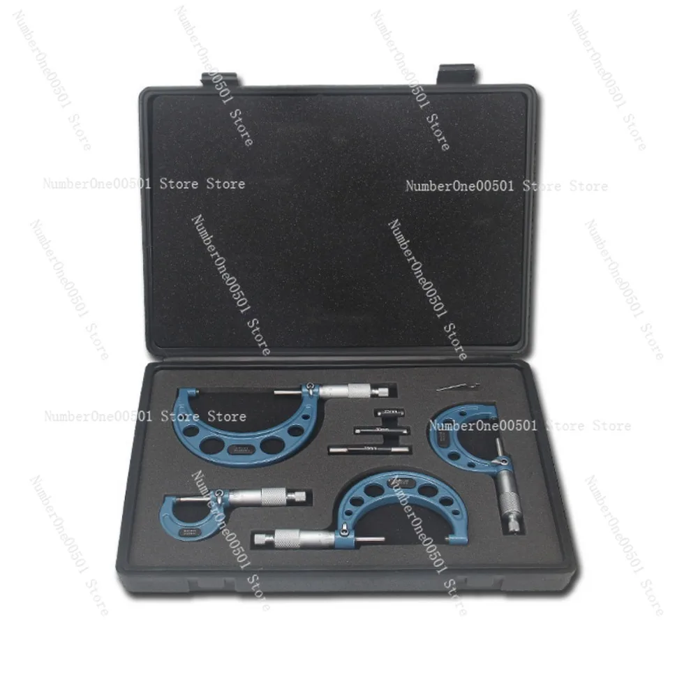 Outside Micrometer Set 4pcs Spiral Micrometer 0-100mm Precision Mechanical Measuring Tool​