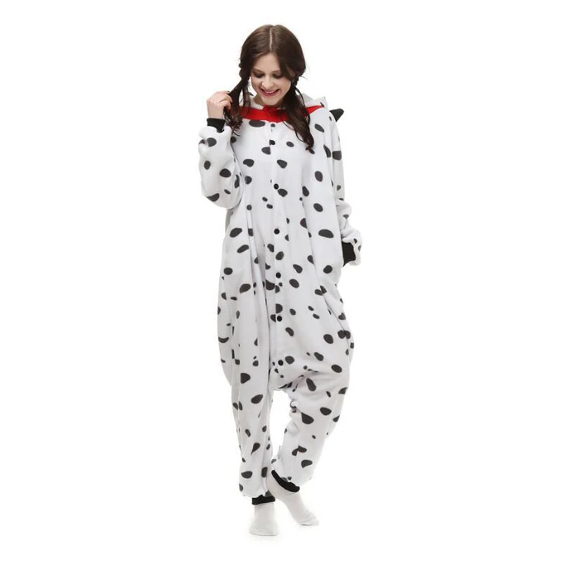 Pajamas Cruella 101 Dalmatians Hoodie Jumpsuit Home Dress Halloween Costume for Woman Adult Dog Cruella Cosplay Anime Festival