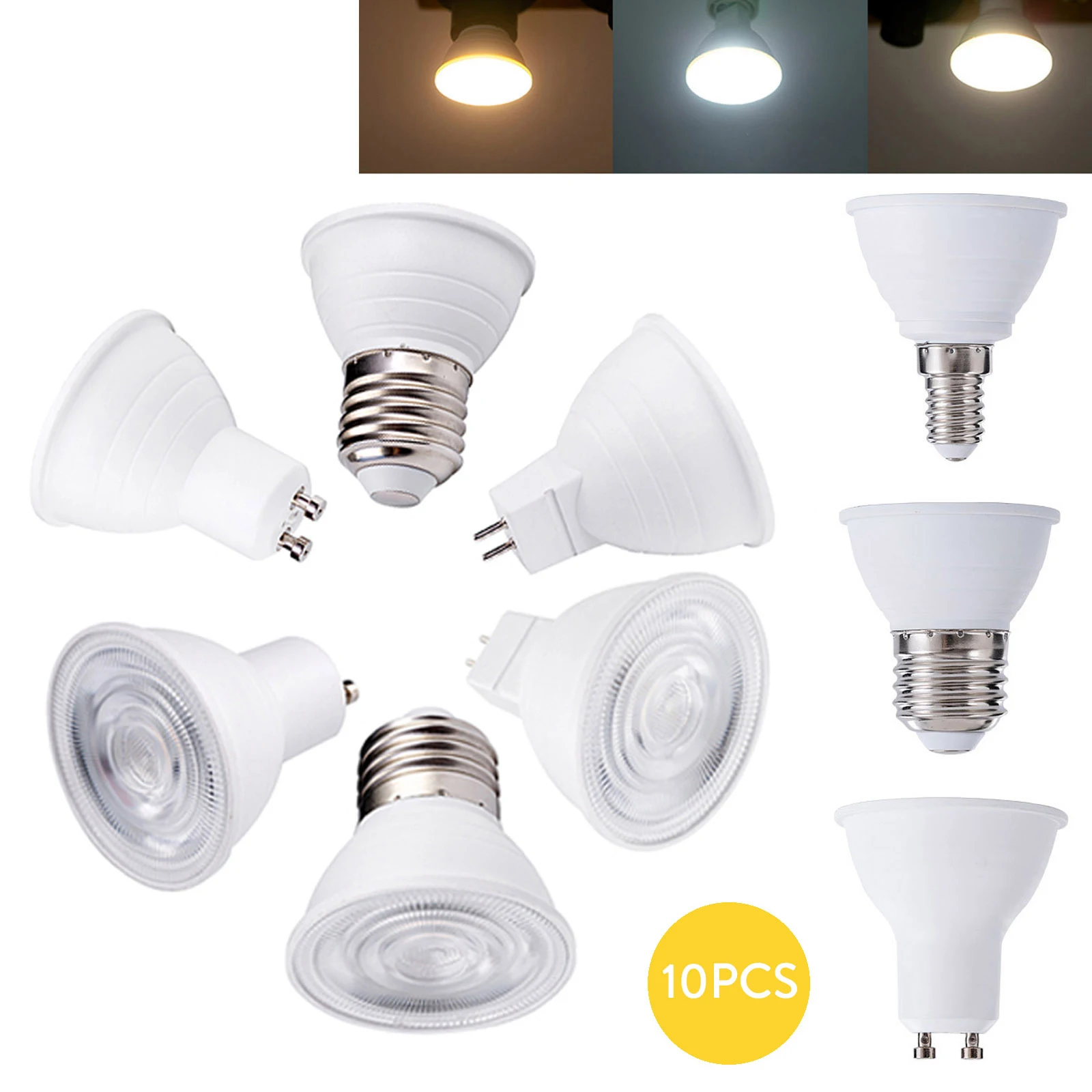 

10PCS GU10 MR16 E27 E14 GU5.3 Световой прожектор лампы Led Bombillas Decor Lampara