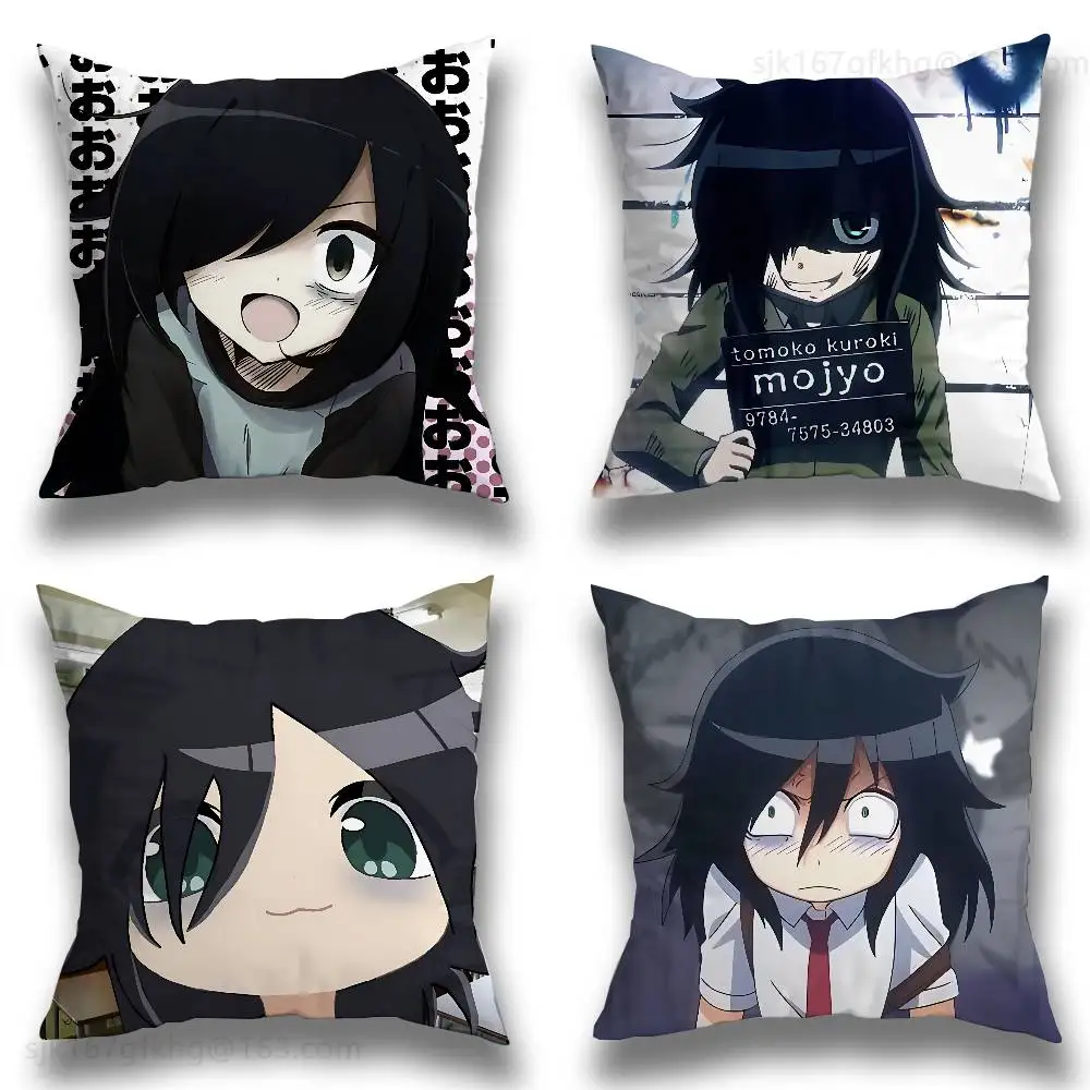 

Anime Kuroki Tomoko Pillow Case Square Double-Sided Printing Short Plush Sofa Cushion Cover Bedroom Bedside Pillow