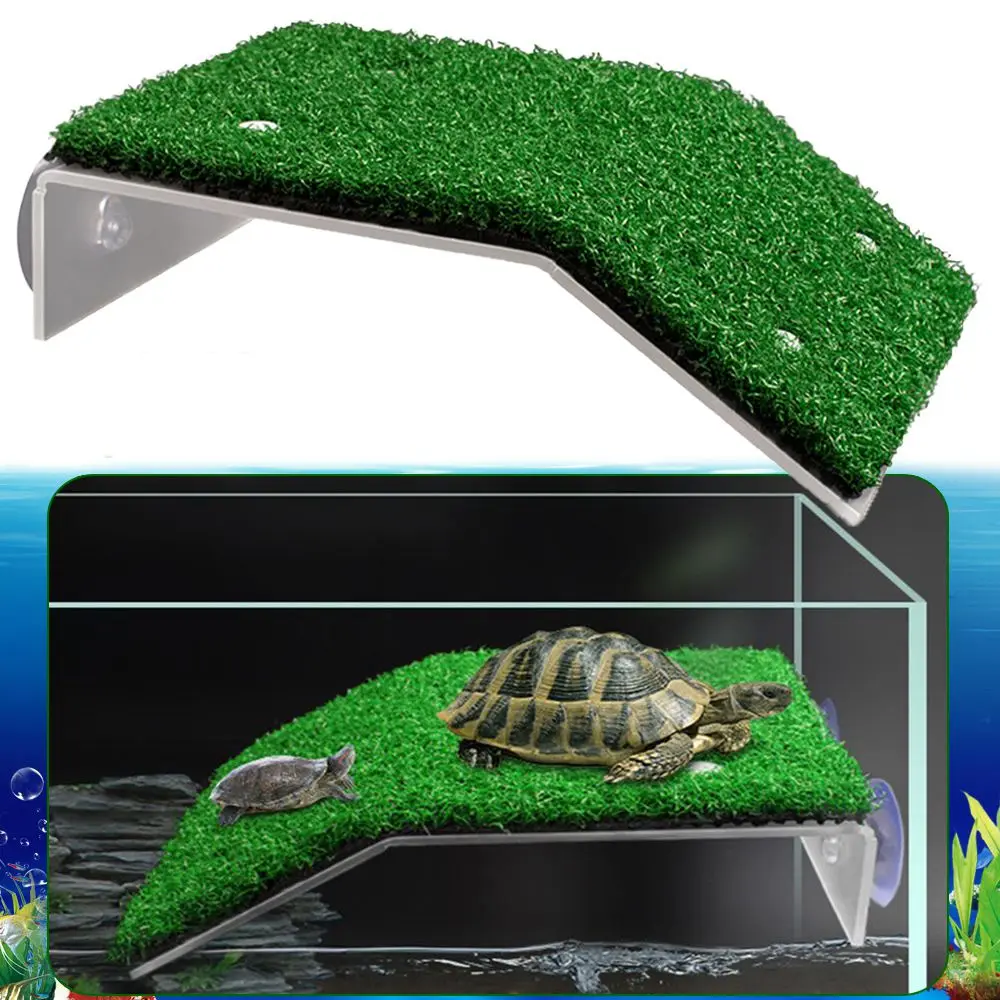 1 PCS Turtle Basking Platform Durable Turtle Floating Island Suction Cup Simple Creative Simulated Lawn