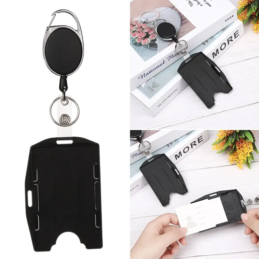 1PC Unisex Double Sided Office School Card Sleeve Name Card ID Card Badge Holder Retractable Badge Holder