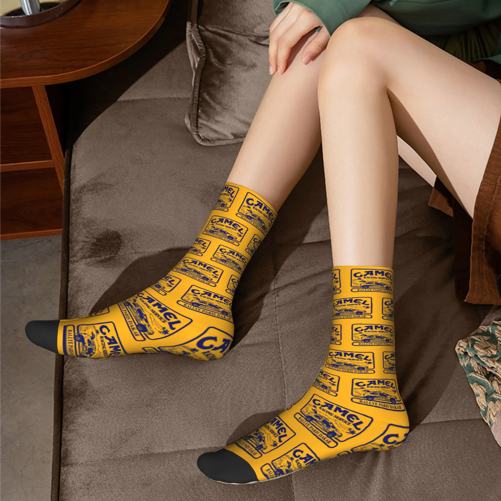 Custom C-Camels Defender 110 Mens Crew Socks Unisex Novelty Moto Yellow Spring Summer Autumn Winter Dress Socks