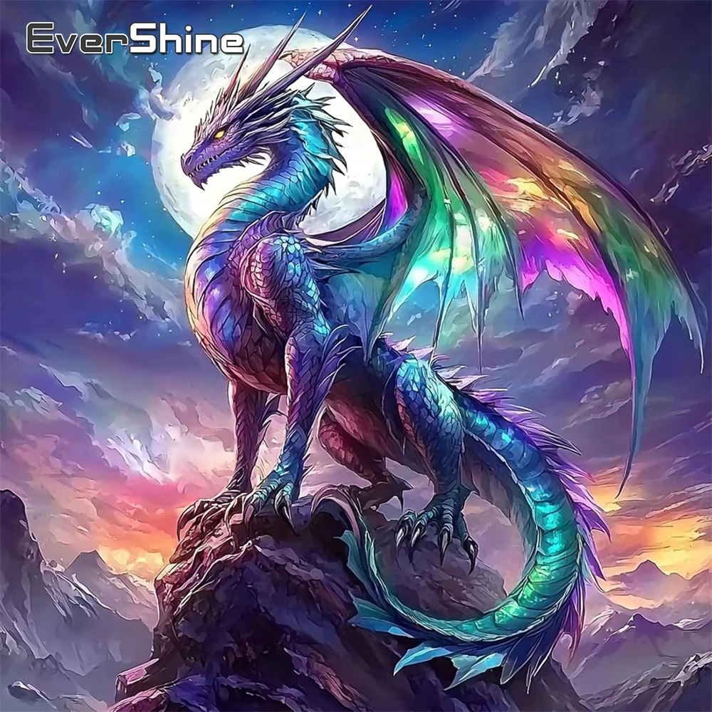 Evershine Dinosaurier Diamant Mosaik Tier Malerei Mond Muster für Erwachsene Anfänger DIY Stickerei Drache handgemachtes Geschenk