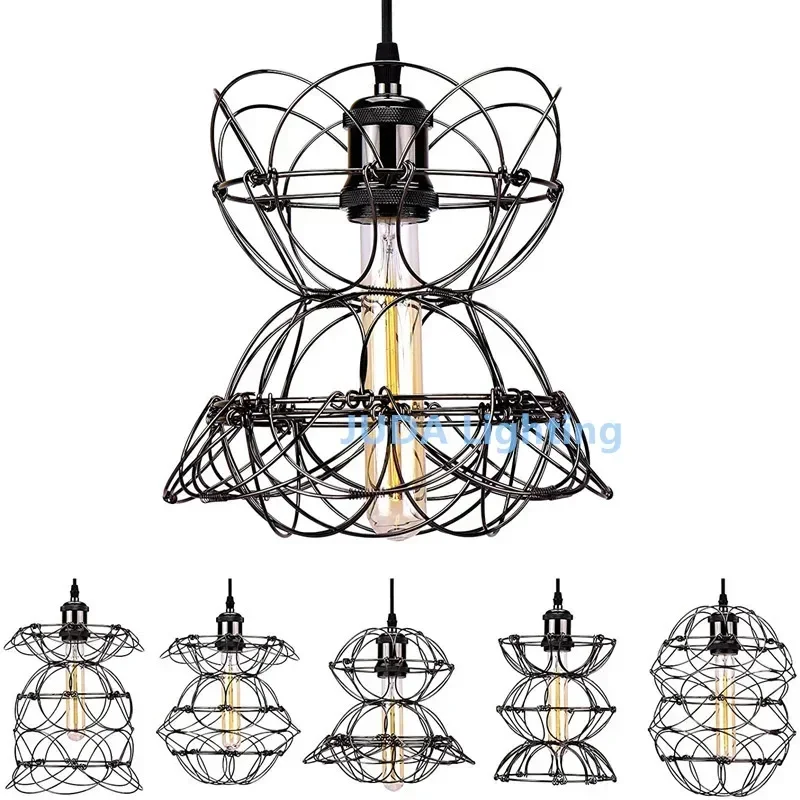 Adjustable E27 Edison Base Industrial Vintage Iron Metal Lamp Guard Cage Pendant Light Fixture Chandelier light for Kitchen shop