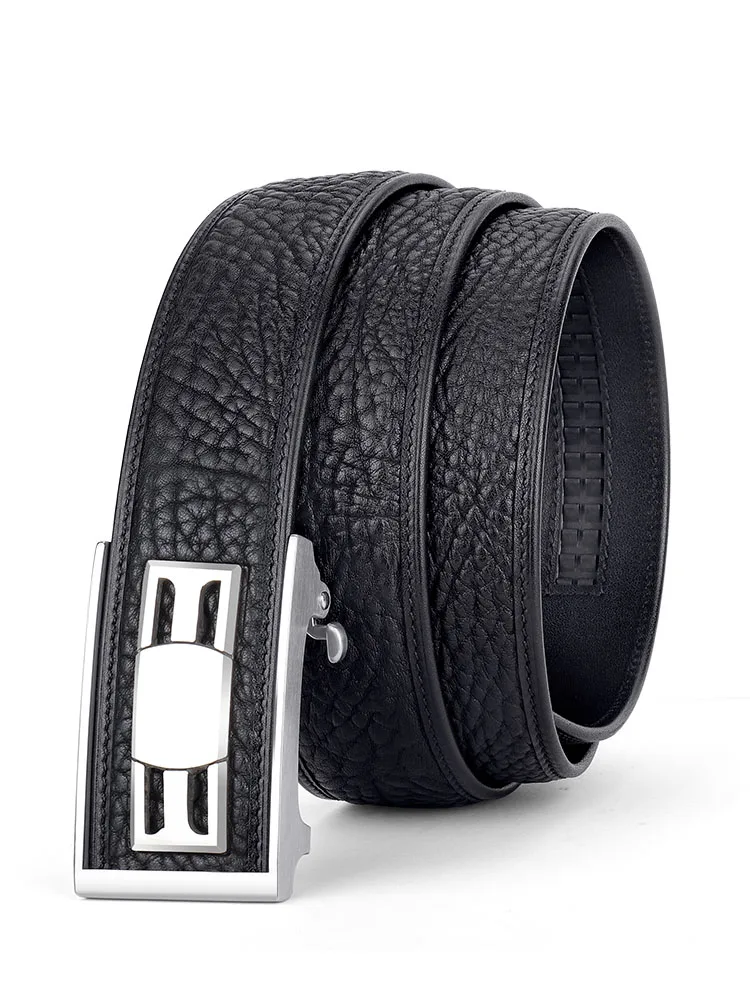 Leather belt leather head layer soft cowhide trousers belt men's high-grade steel buckle business leisure young people