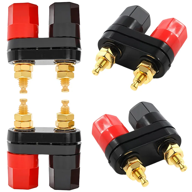 2/4/10Pcs Double Banana Plugs Red Black Couple Terminals DIY Audio Connector Banana Plug Speaker