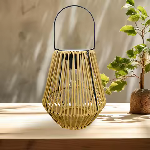 Solar Lantern Light Solar Light Lantern Waterproof Portable Rattan Design Flashlight Bulb Ornament For Porch Lawn Deck
