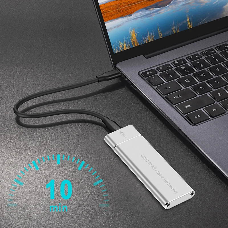 ใหม่ nvme M2 ssd enclosure ภายนอกเคส ssd nvme enclosure pcie 10gbps usb 3.1 Gen2 usb c อะแดปเตอร์กล่องอลูมิเนียม M.2 nvme ssd