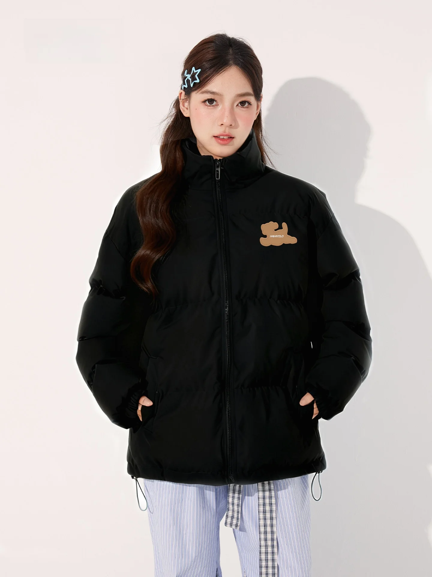 

Warm Cotton Jaet Women's Thiened Winter Coat Korean Sle Multiple Colors Dog Print Casual Streetwear Zipper Closure