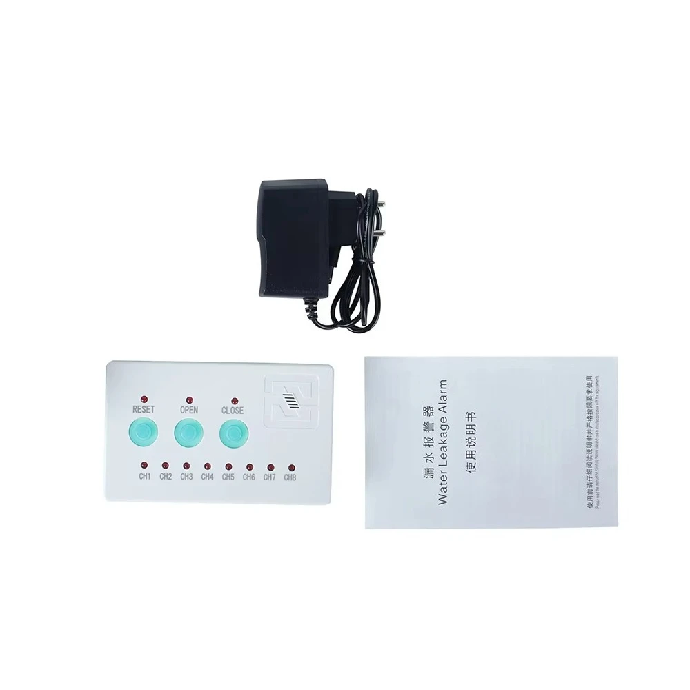Water Leak Control Unit 110-240V 5V EU/US Plug with 8pcs Water Sensor Jack Home Security Protection