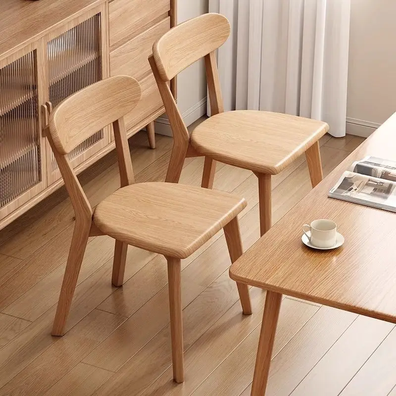 Solid Wood Dining Chair Nordic Back Home Modern Dining Table and Simple Restaurant Stool Eating Louis Chair