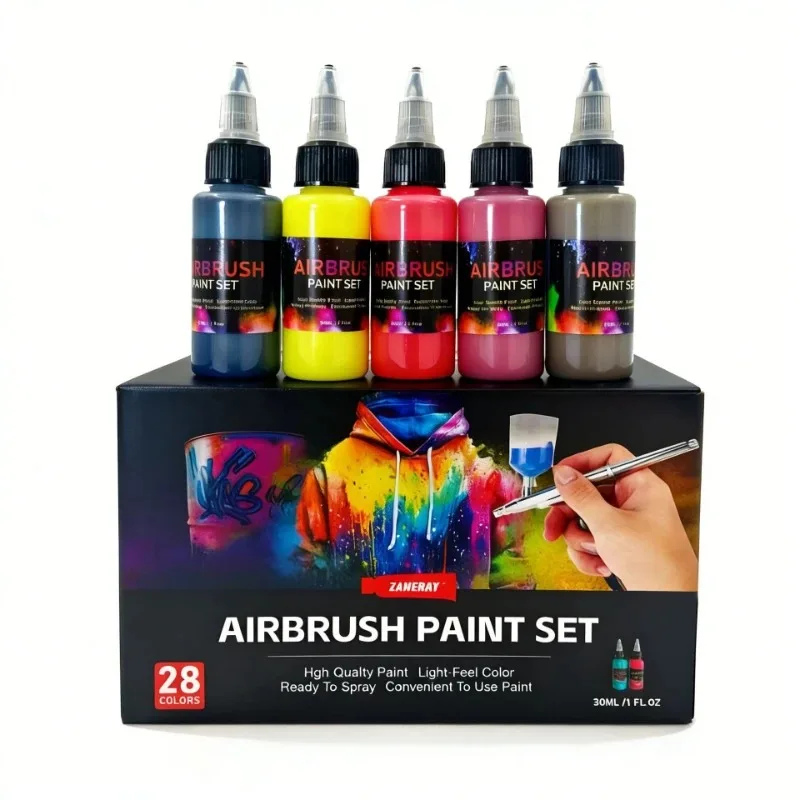 12/28 Color Water Based Airbrush Acrylic Paint Kit 30ml DIY Hand Drawing Spray Coating Miniature Model Painting Supplies view 3