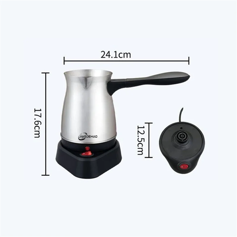 Mini Türkiye Coffee Pot Electric Coffee Kettle Turkish Pot 600W 0.5L 220V Stainless Steel Tea Kettle Hot Milk Italian Mocha Pots