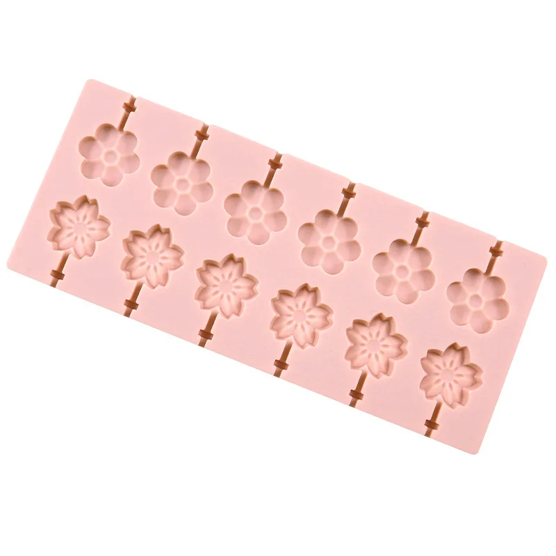 12 Cherry Blossom Flowers, Silicone Lollipop Mold, Children's Chocolate Bar Mould, Not with Stick XG903