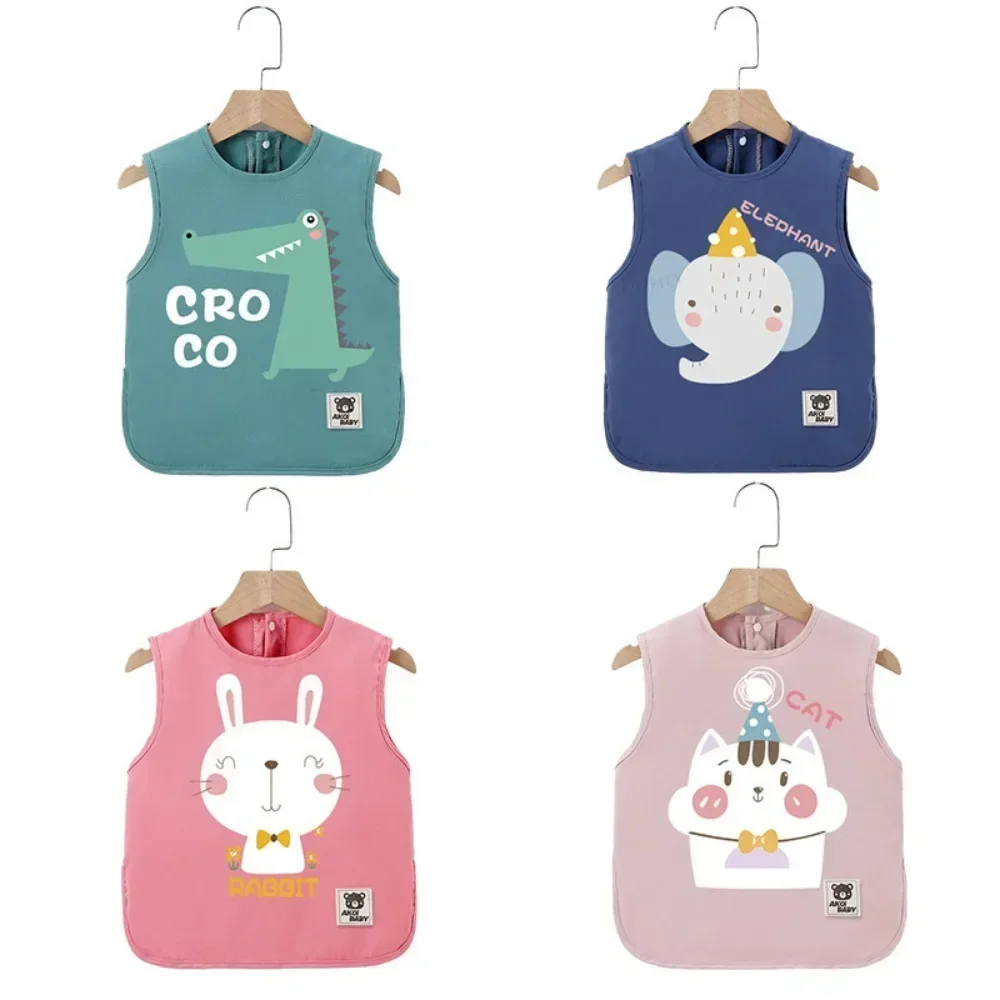 Baby Apron Baby Bib Protective Clothing Children's Overalls Cotton Long Sleeve Reverse Dress Waterproof Baby Eating Clothes