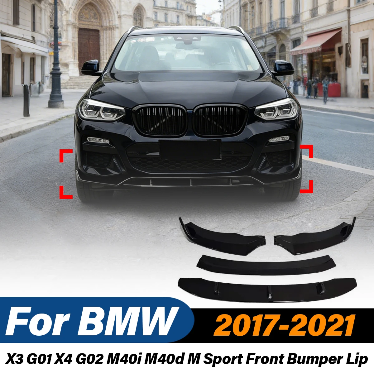 

Для BMW X3 G01 X4 G02 M40i M40d M Sport 2017-2021: Сплиттер-спойлер переднего бампера, защита от царапин, автомобильные аксессуары