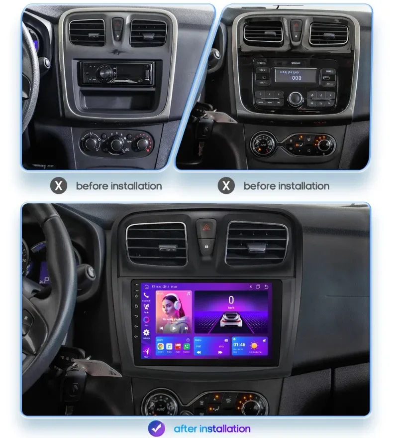 8 Core 4G WIFI Car Radio Stereo for Renault Logan 2 Sandero 2 2012 - 2019 Carplay Andriod Auto QLED GPS Navi 2 Din Video Player