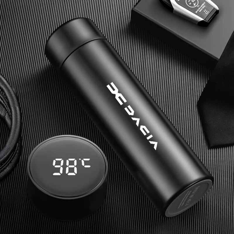 500ml Edelstahl Intelligente Thermosflasche mit Temperaturanzeige Thermobecher Tragbar Geschäftsgeschenk Neuer Dacia Autoinnenraum