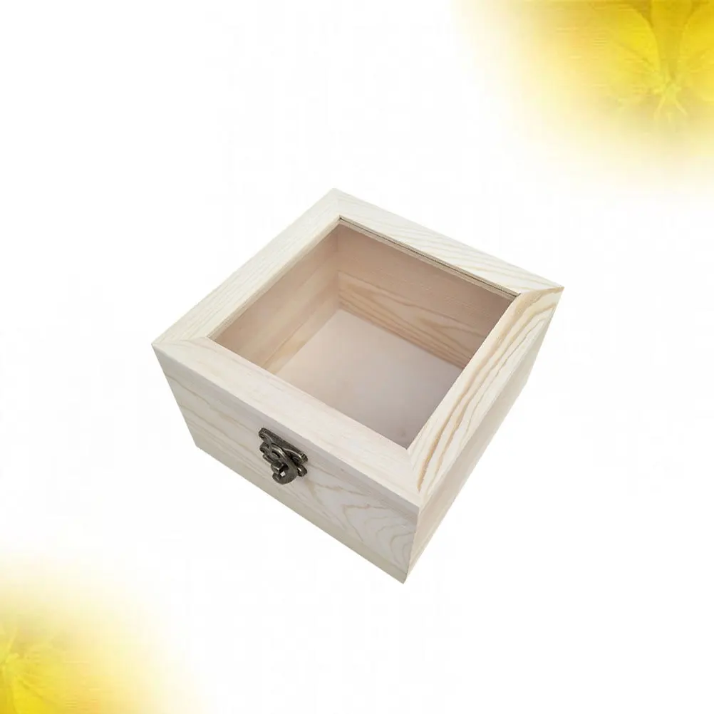 

Everlasting Flower Wooden Box Rustic Gift Case Light Yellow 20x20x12cm DIY Storage for Women
