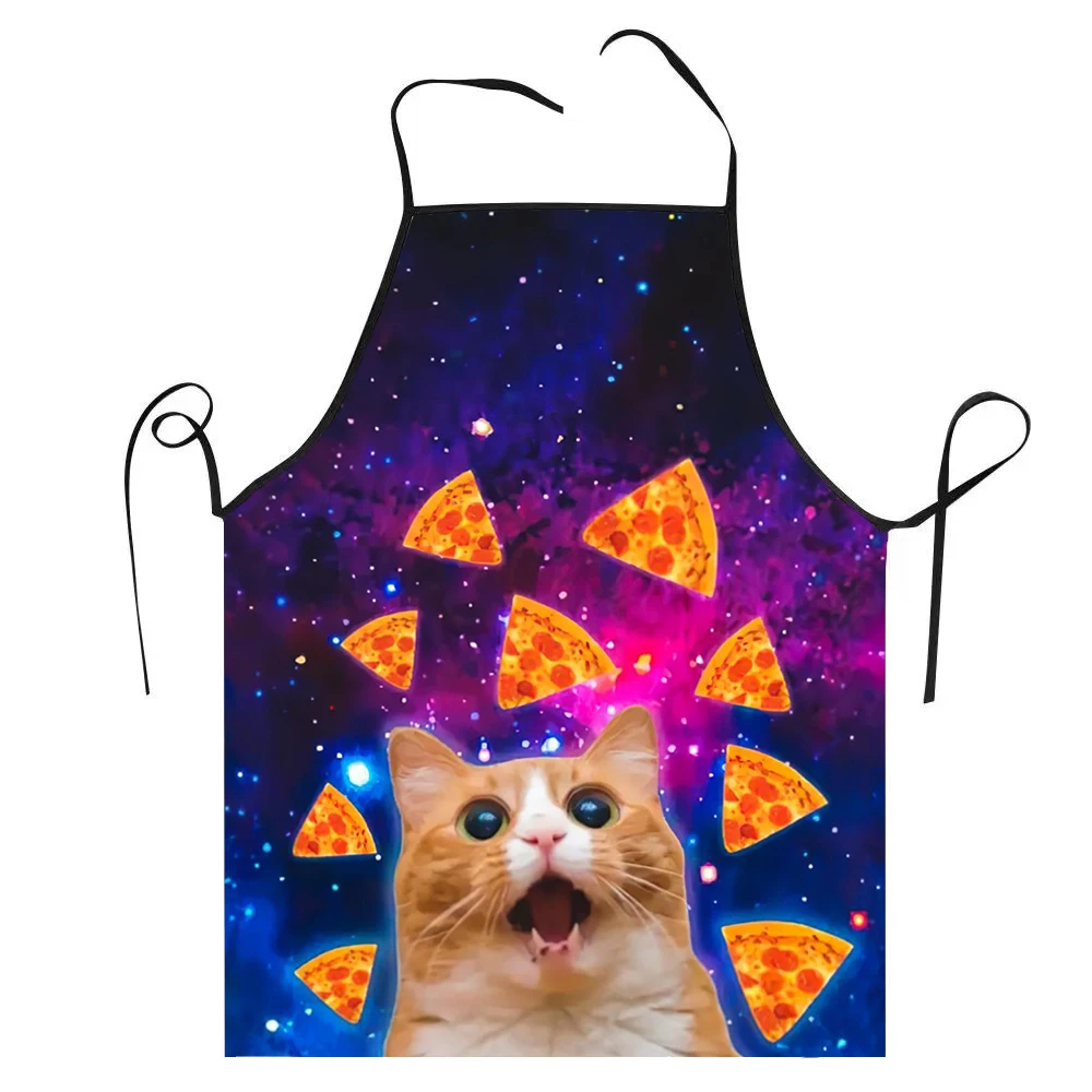 68X95cm Unisex Space Pizza Cat Meme Bib Apron Adult Women Men Chef Tablier Cuisine for Cooking Kitchen Funny Animal Baking