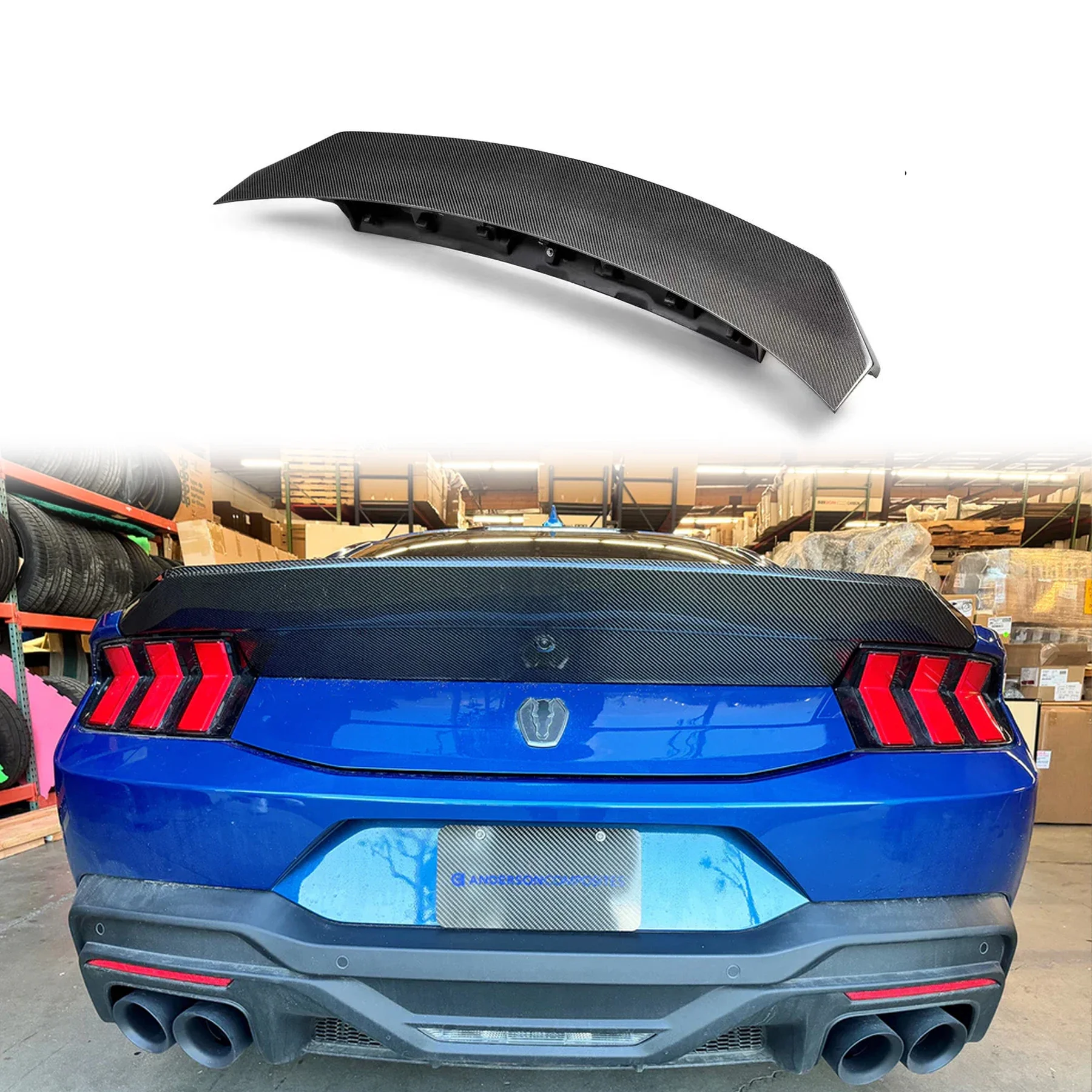 

For Ford Mustang Dry Carbon Fiber Rear Spoiler Wing Roof Wing AC Style Car Accessories Body Kit for Ford Mustang 2024