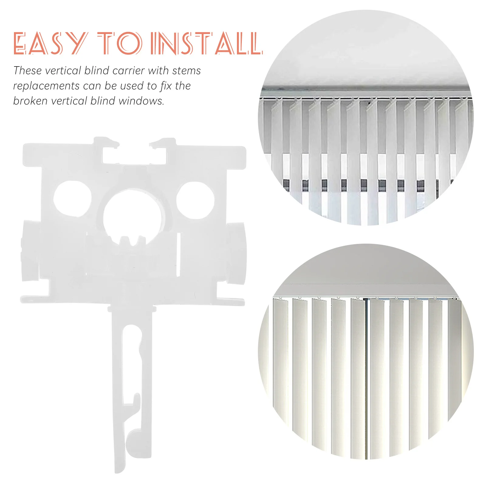 

12Pcs Vertical Blind Stem Carrier Replacement Strong Plastic Repair Component for Damaged Vertical Blinds Lightweight No Added