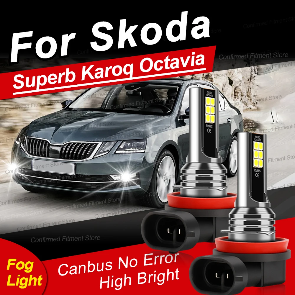 

2Pcs LED Bulbs H8 Canbus No Error LED Car Front Fog Lamps 200W 6000K Super Bright White Lights For Skoda Superb Karoq Octavia